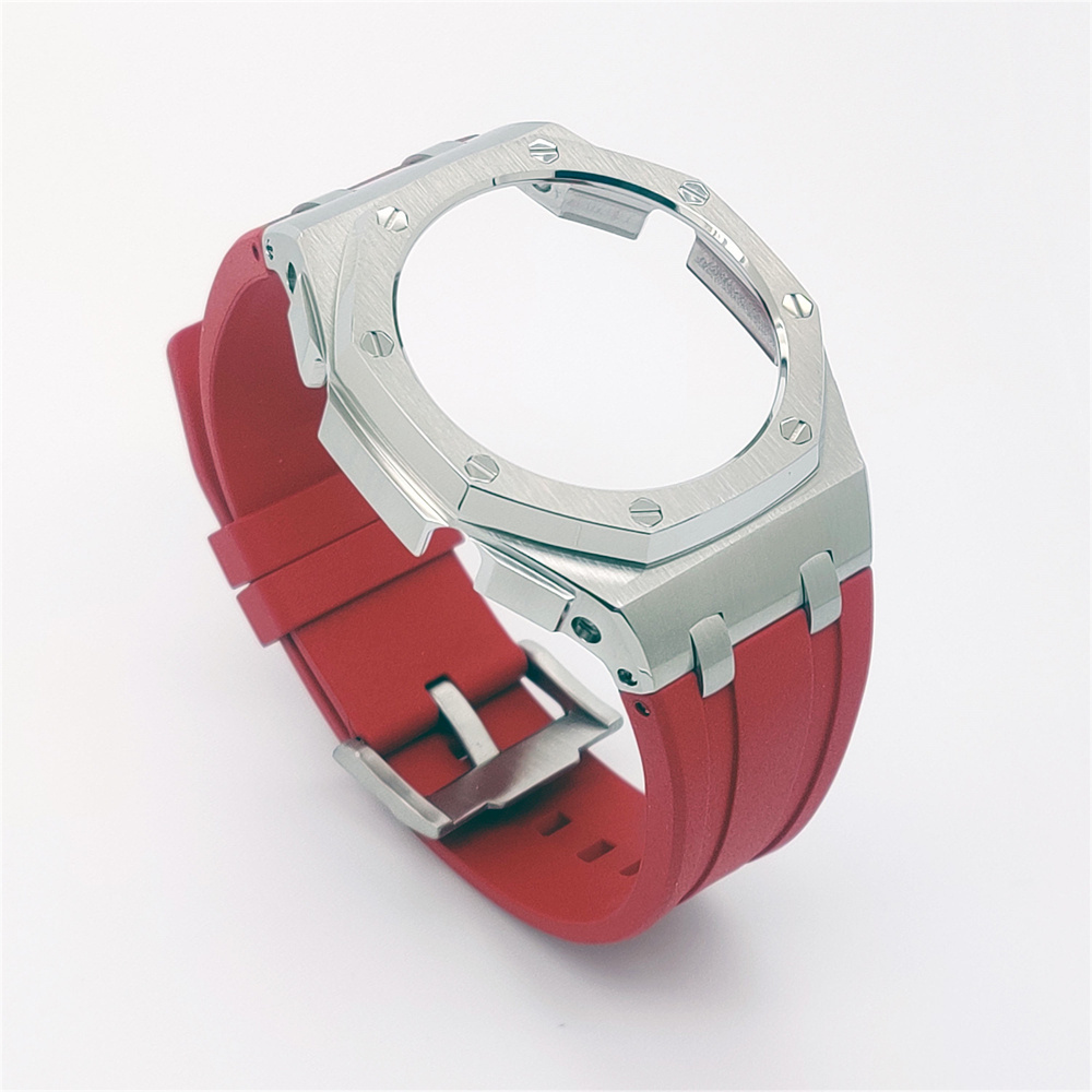 GM2100 Casioak Offshore Curve Style Fluorocarbon strap Silver