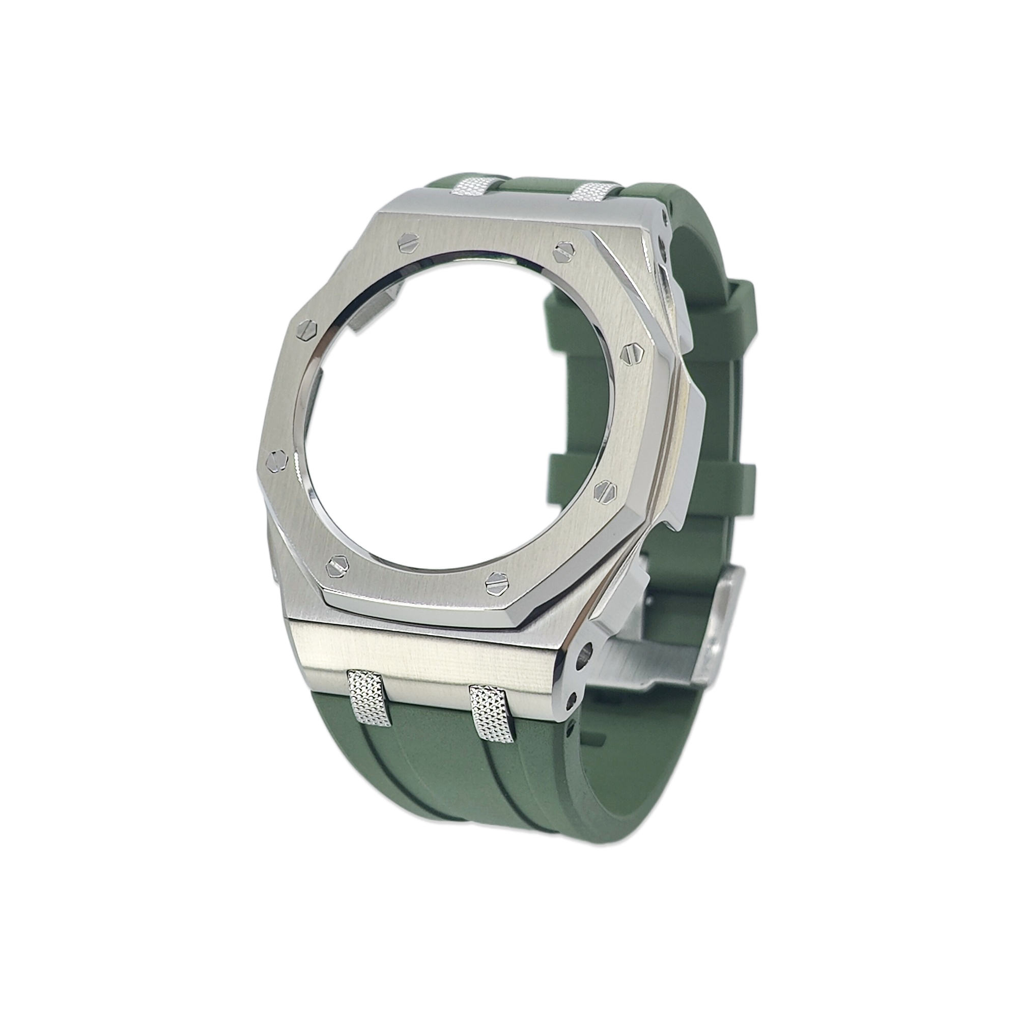 New GMAS2100 Casioak Offshore Knurled Textured Studs 42mm Stainless Steel Shell High Quality Viton Strap
