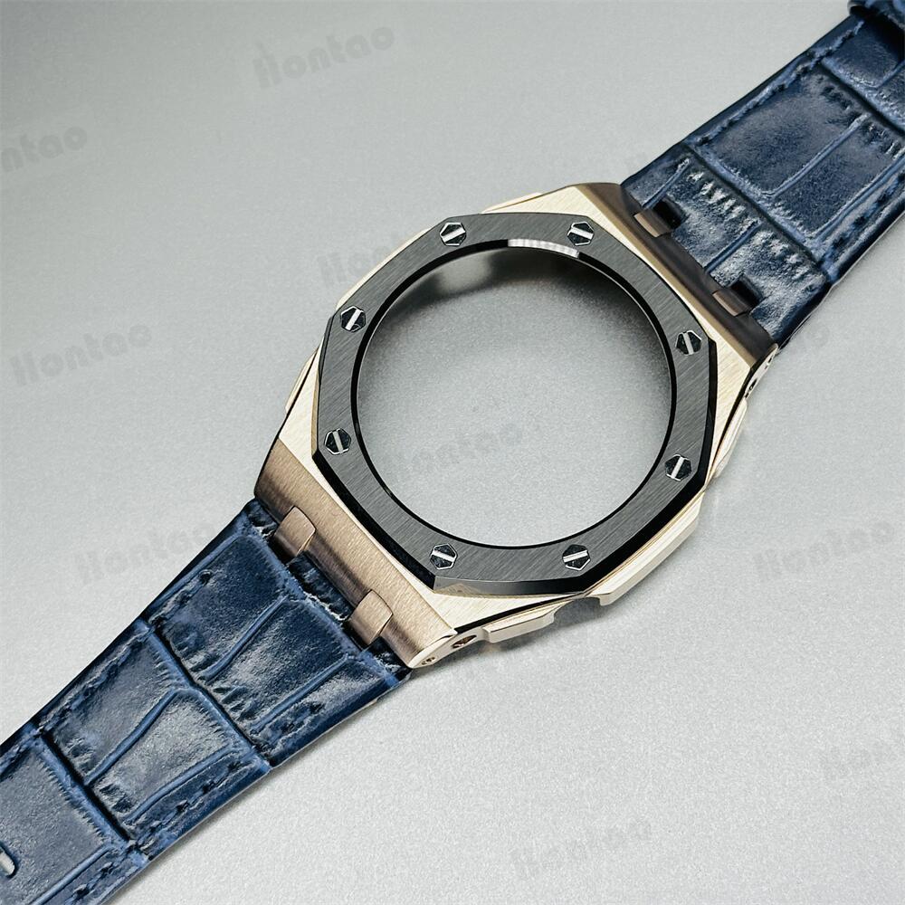 GA2100/GAB2100/GM2100 modification kit offshore stainless steel case with double-sided leather strap