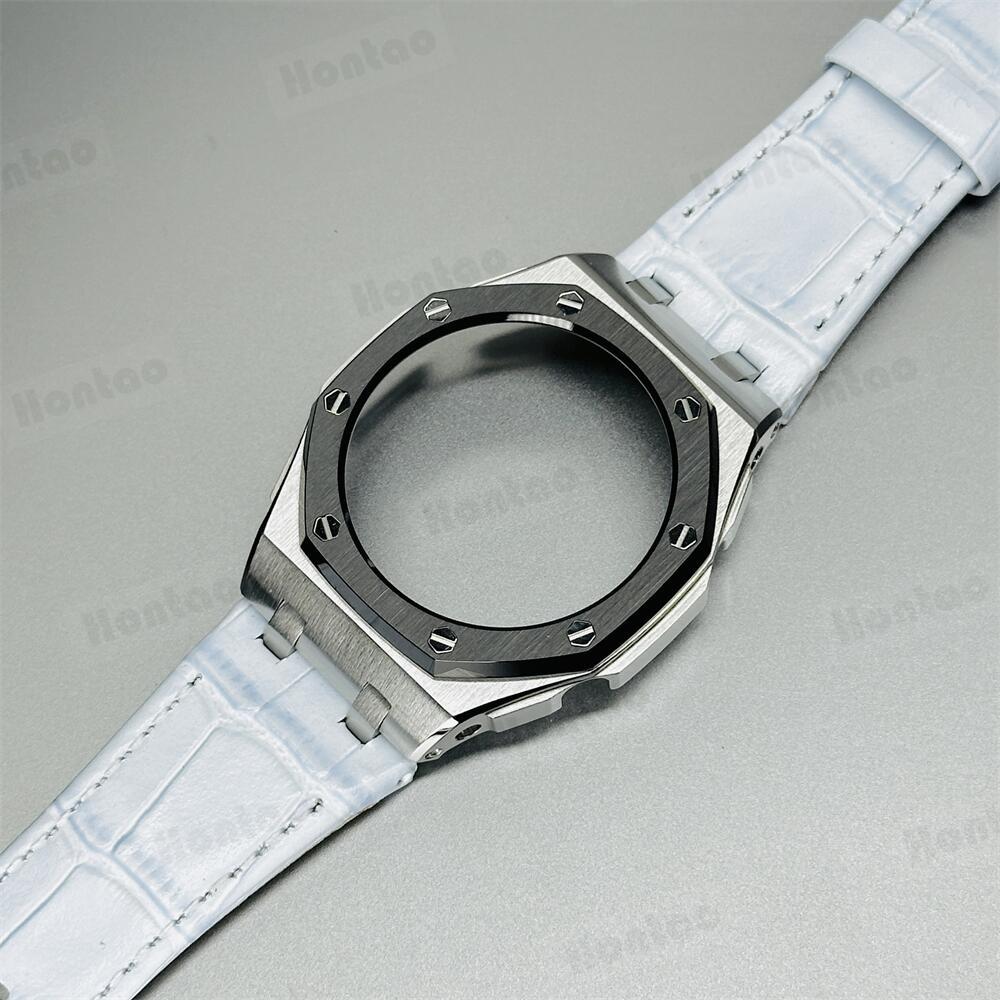 GA2100/GAB2100/GM2100 modification kit offshore stainless steel case with double-sided leather strap