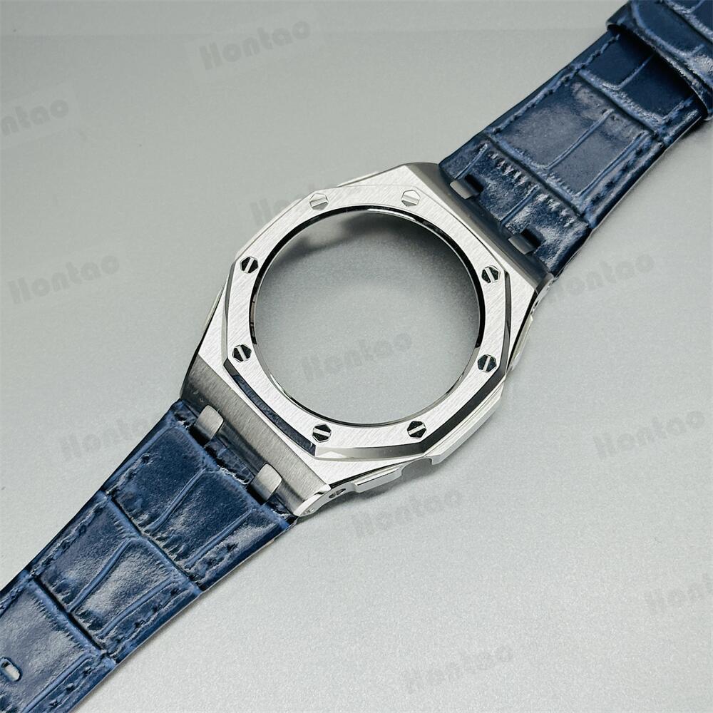 GA2100/GAB2100/GM2100 modification kit offshore stainless steel case with double-sided leather strap