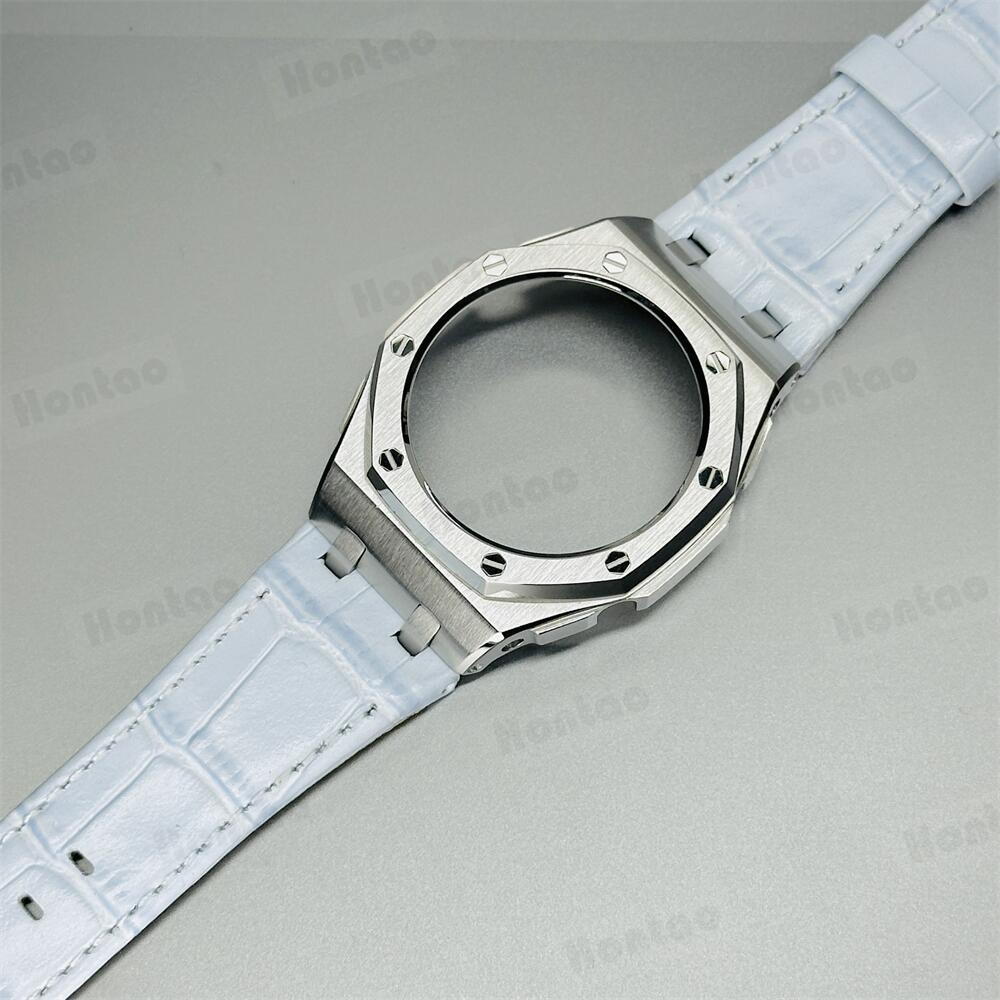 GA2100/GAB2100/GM2100 modification kit offshore stainless steel case with double-sided leather strap
