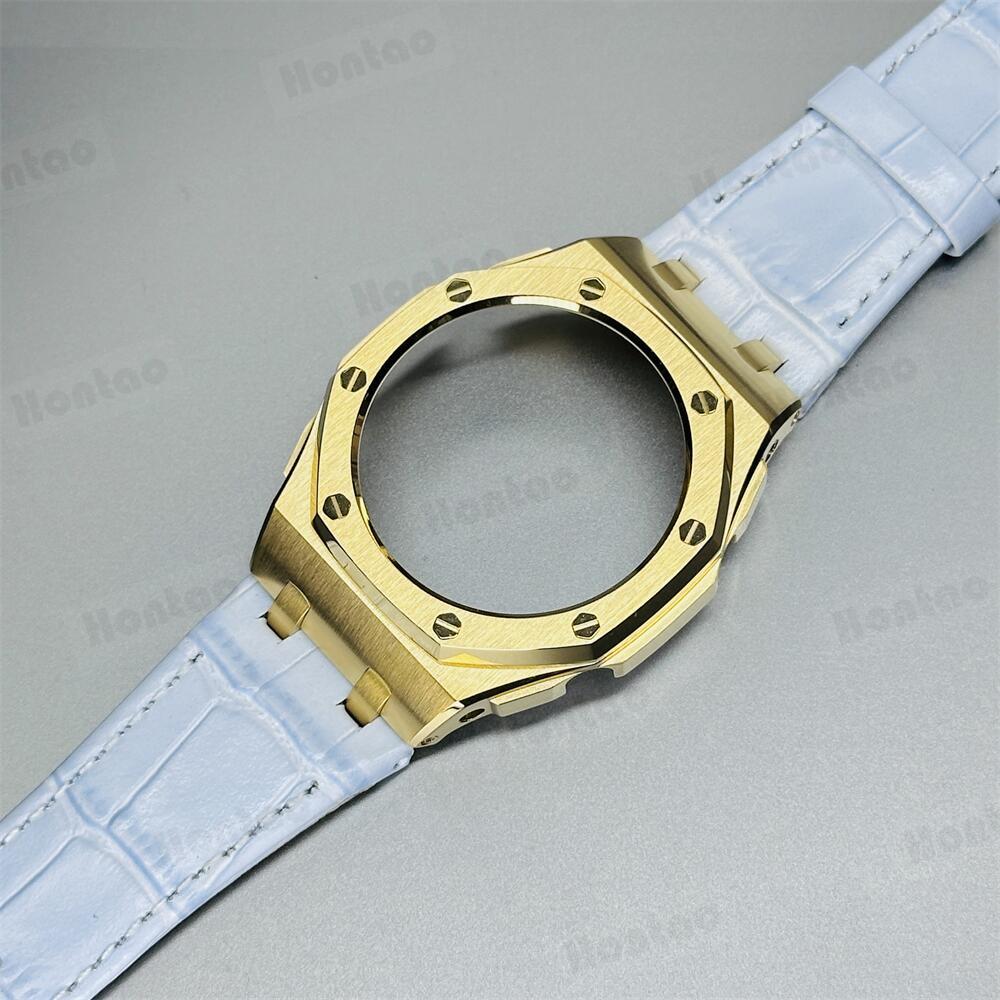 GA2100/GAB2100/GM2100 modification kit offshore stainless steel case with double-sided leather strap