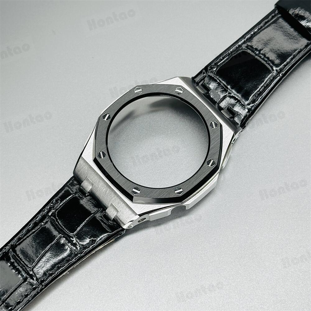 GA2100/GAB2100/GM2100 modification kit offshore stainless steel case with double-sided leather strap