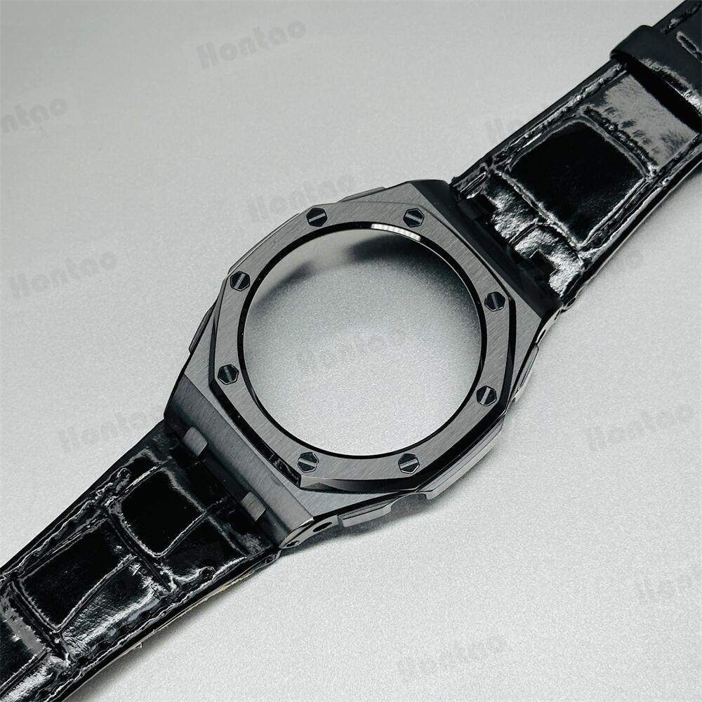GA2100/GAB2100/GM2100 modification kit offshore stainless steel case with double-sided leather strap