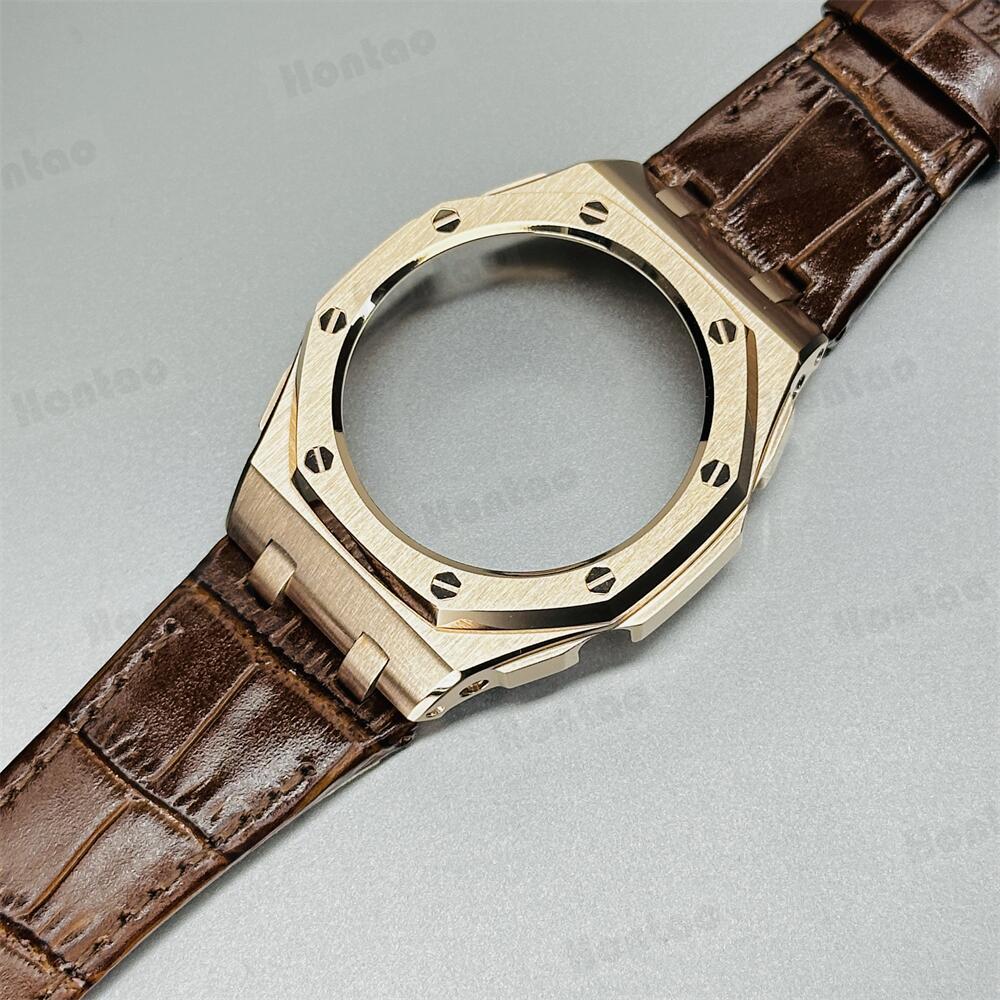 GA2100/GAB2100/GM2100 modification kit offshore stainless steel case with double-sided leather strap