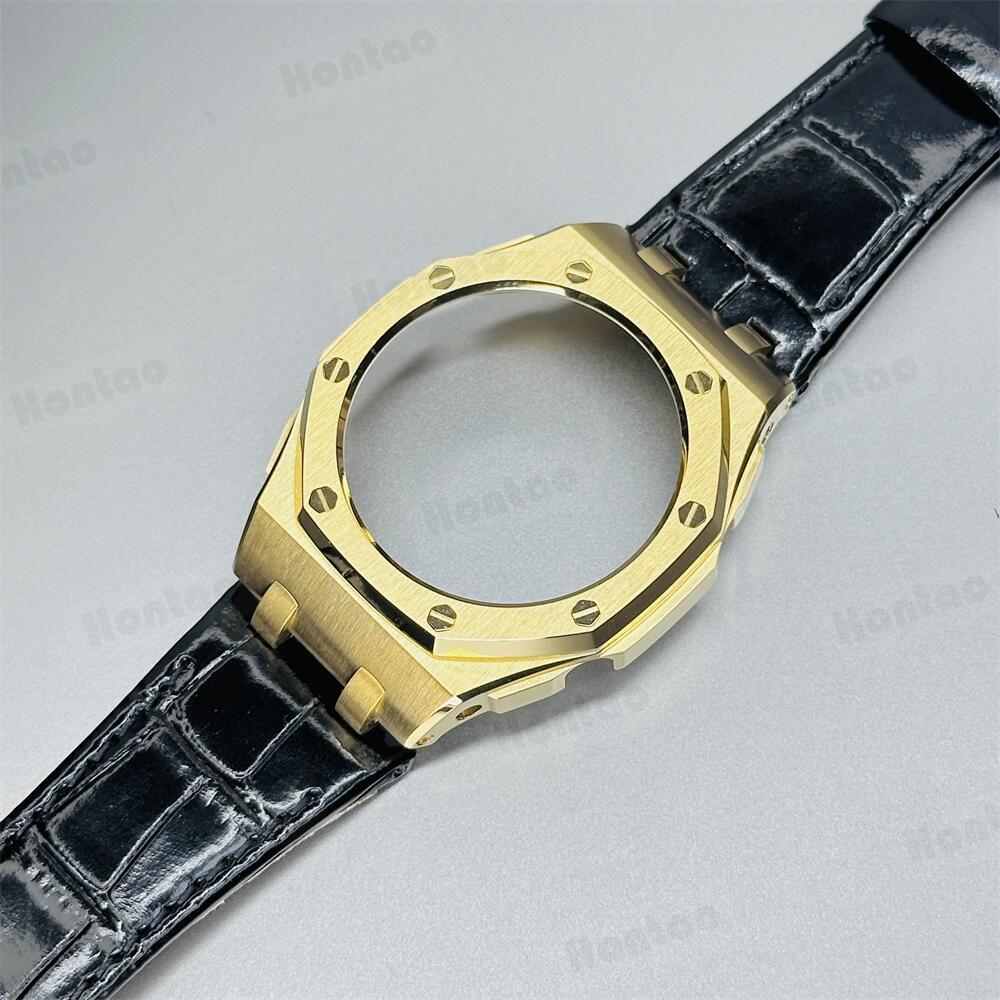 GA2100/GAB2100/GM2100 modification kit offshore stainless steel case with double-sided leather strap
