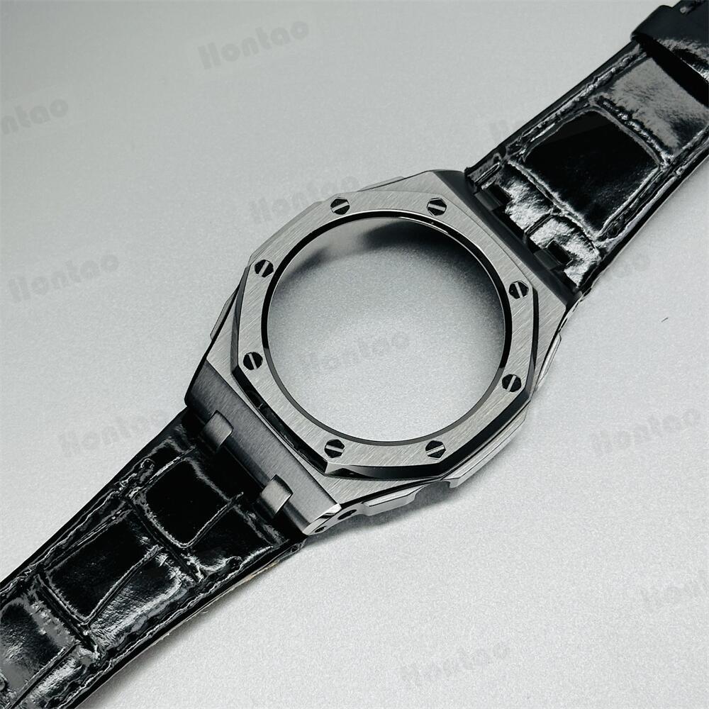 GA2100/GAB2100/GM2100 modification kit offshore stainless steel case with double-sided leather strap