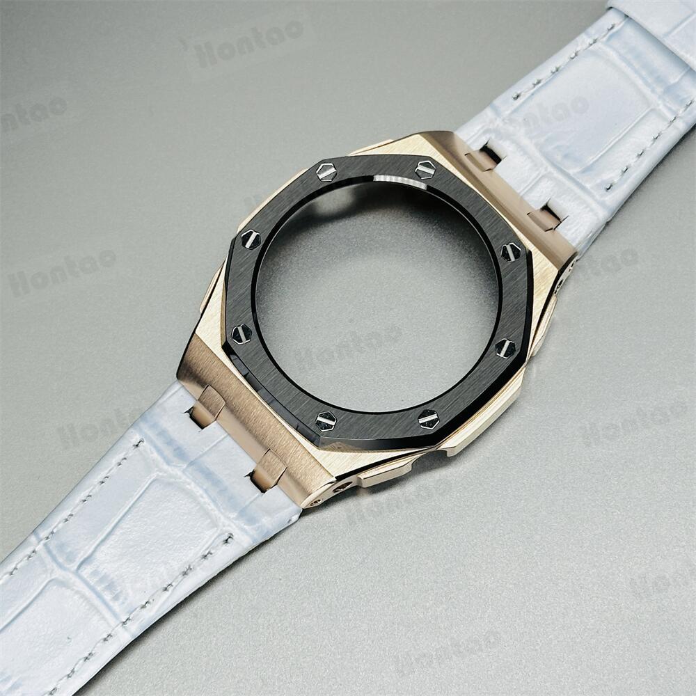 GA2100/GAB2100/GM2100 modification kit offshore stainless steel case with double-sided leather strap