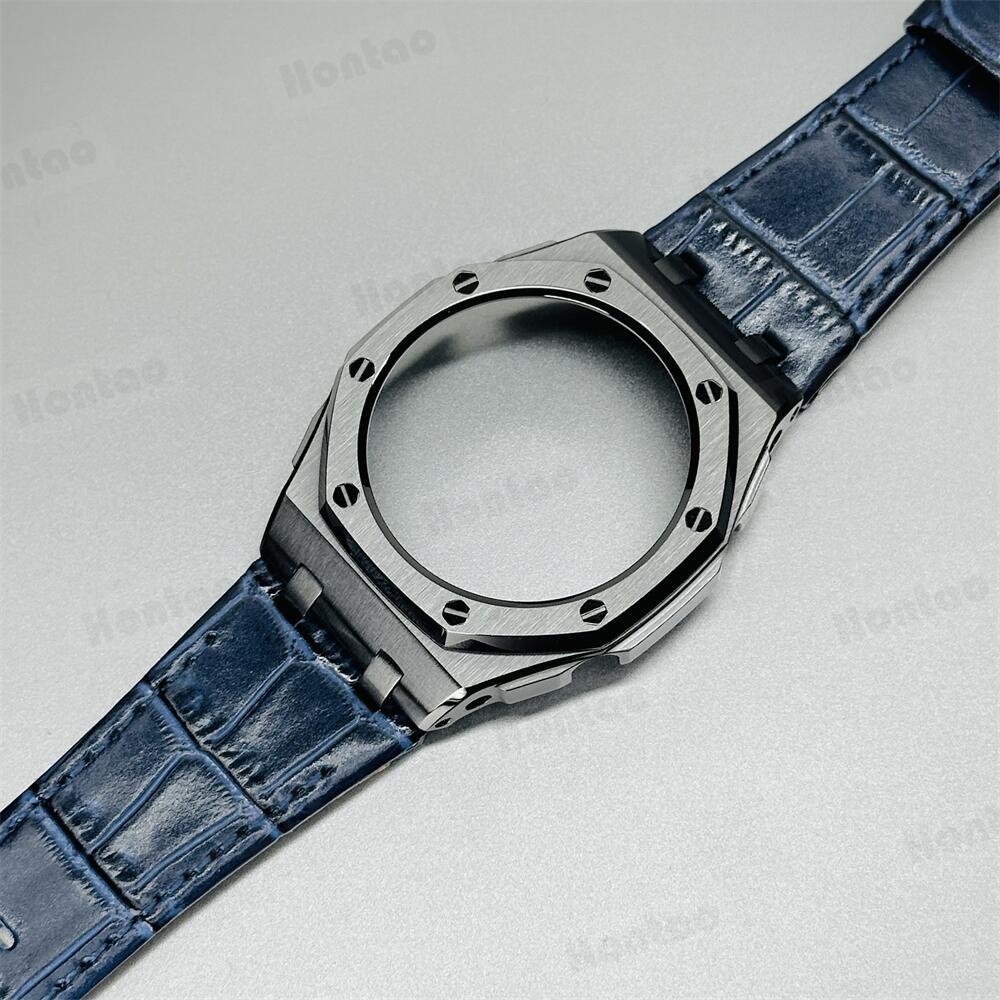 GA2100/GAB2100/GM2100 modification kit offshore stainless steel case with double-sided leather strap