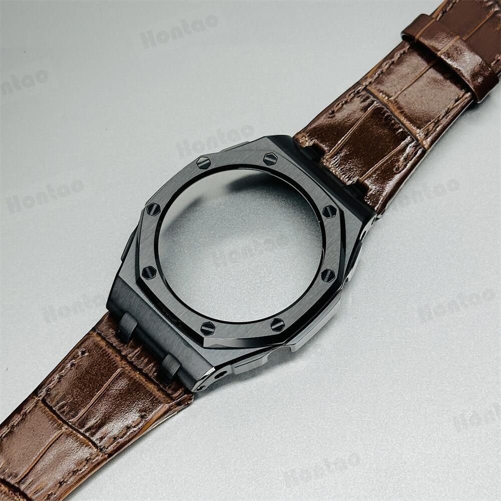 GA2100/GAB2100/GM2100 modification kit offshore stainless steel case with double-sided leather strap