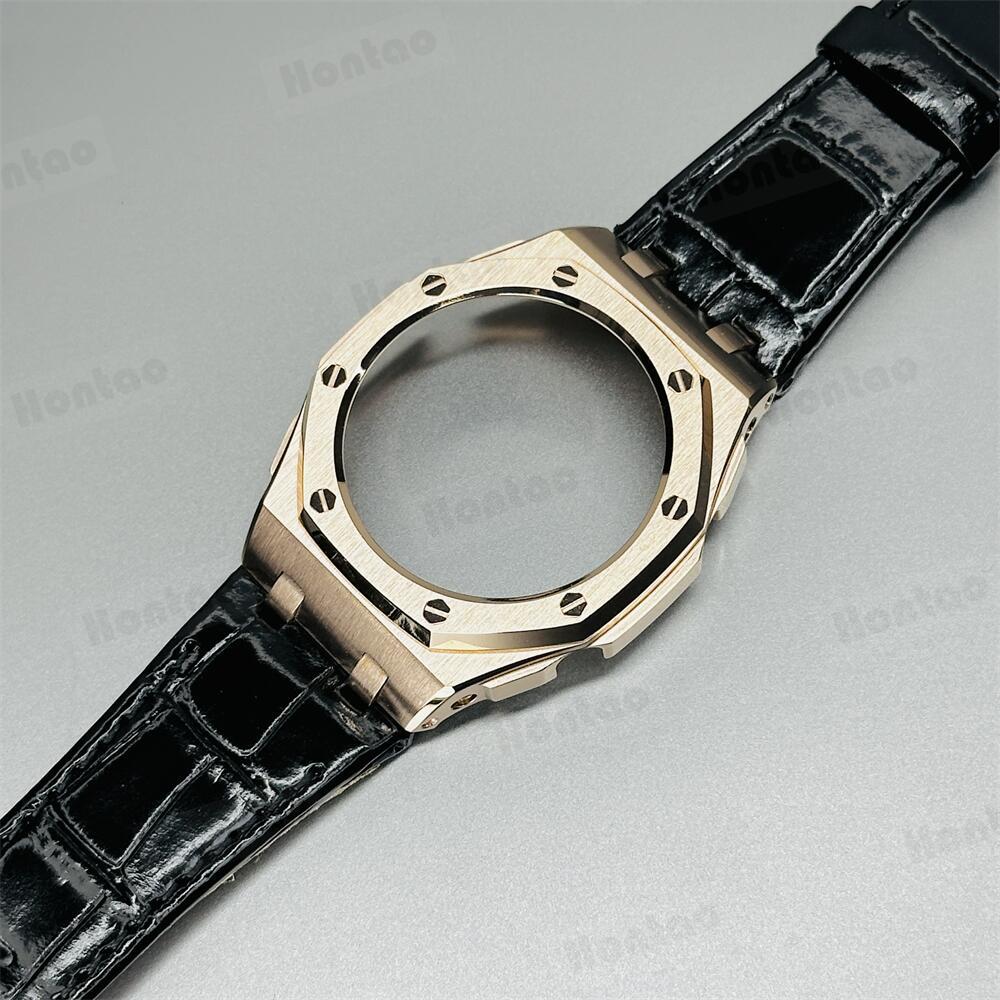 GA2100/GAB2100/GM2100 modification kit offshore stainless steel case with double-sided leather strap