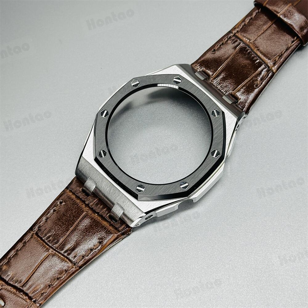 GA2100/GAB2100/GM2100 modification kit offshore stainless steel case with double-sided leather strap