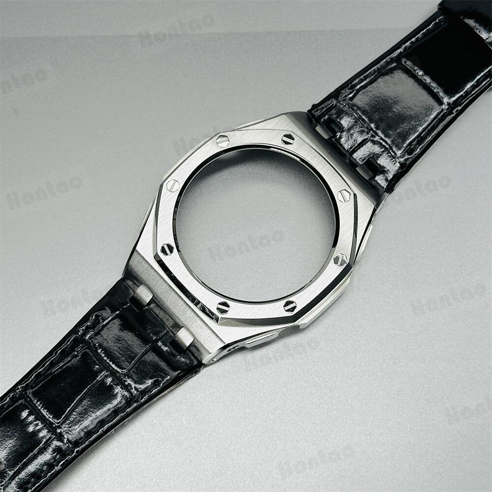 GA2100/GAB2100/GM2100 modification kit offshore stainless steel case with double-sided leather strap