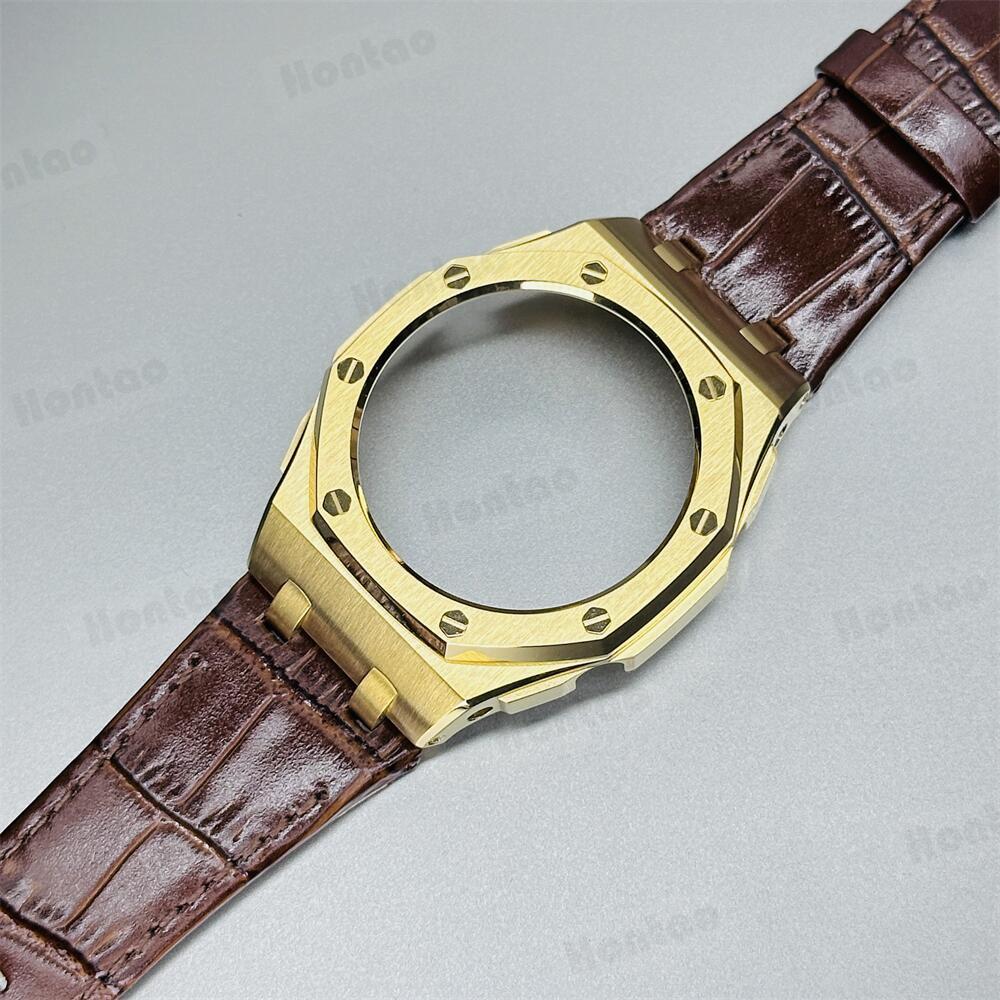 GA2100/GAB2100/GM2100 modification kit offshore stainless steel case with double-sided leather strap