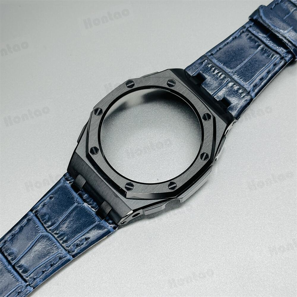 GA2100/GAB2100/GM2100 modification kit offshore stainless steel case with double-sided leather strap