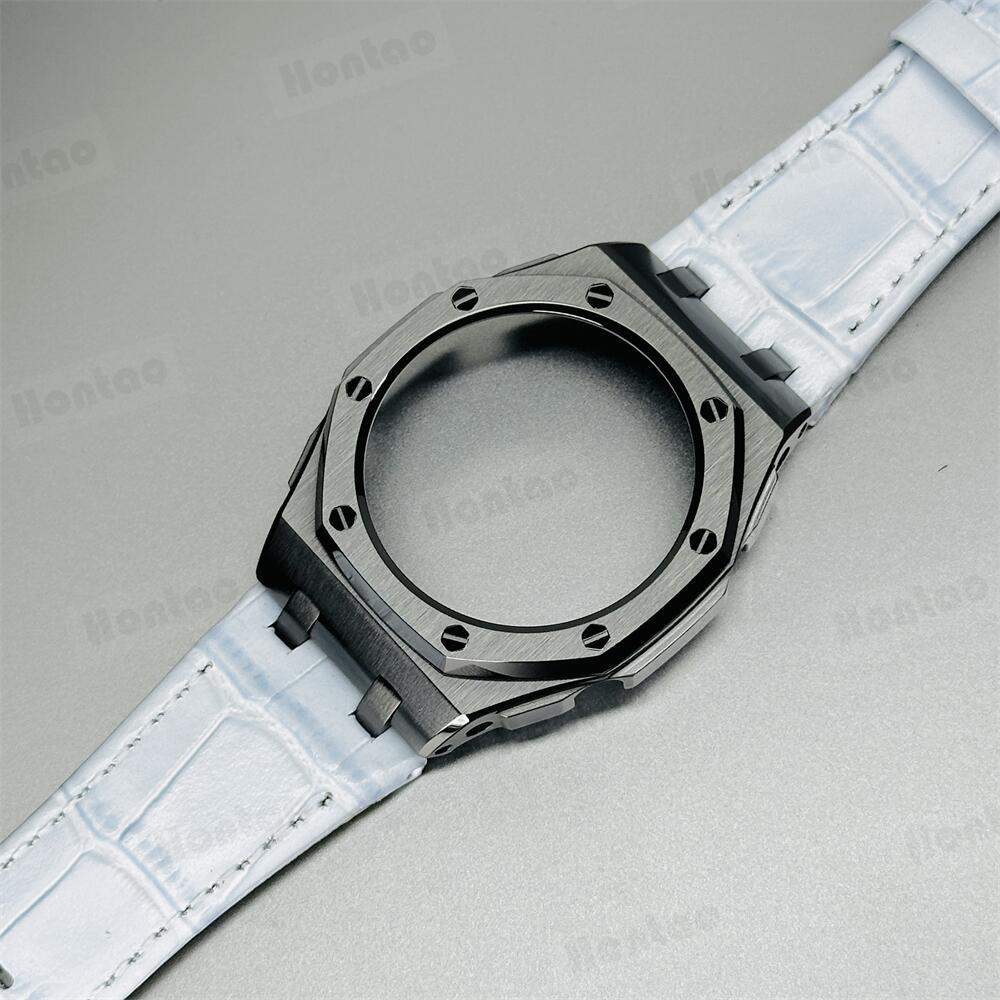 GA2100/GAB2100/GM2100 modification kit offshore stainless steel case with double-sided leather strap