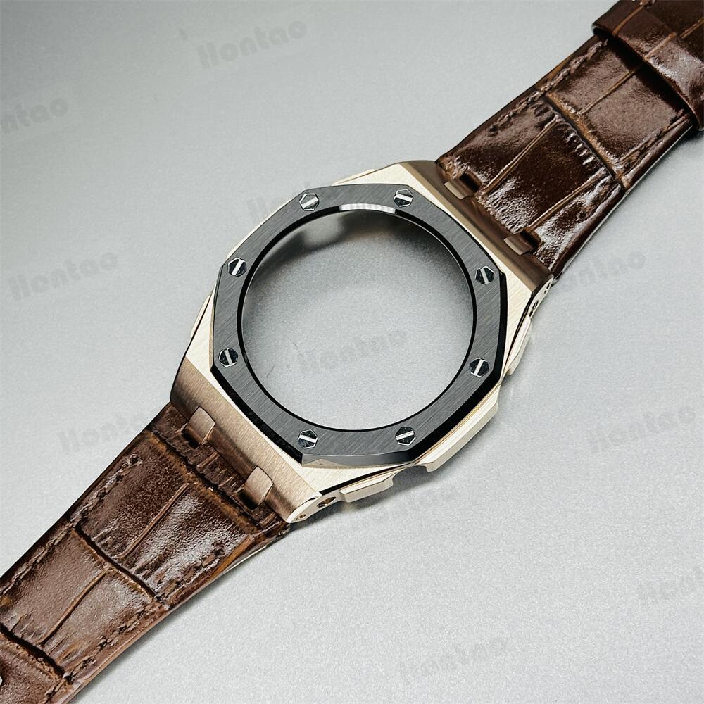 GA2100/GAB2100/GM2100 modification kit offshore stainless steel case with double-sided leather strap