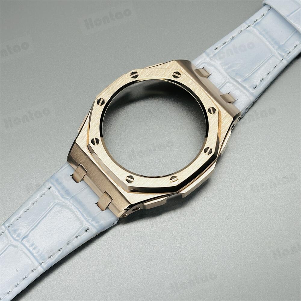 GA2100/GAB2100/GM2100 modification kit offshore stainless steel case with double-sided leather strap