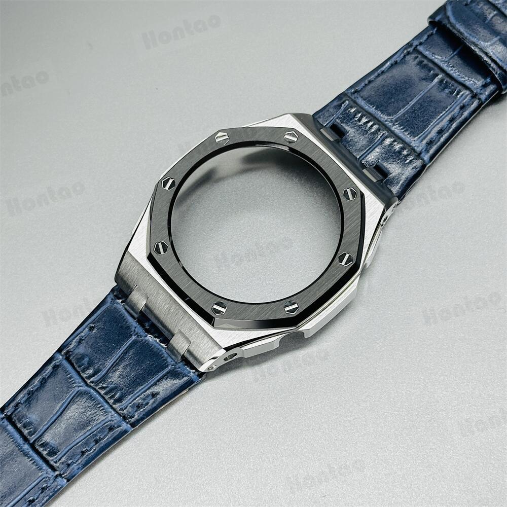 GA2100/GAB2100/GM2100 modification kit offshore stainless steel case with double-sided leather strap