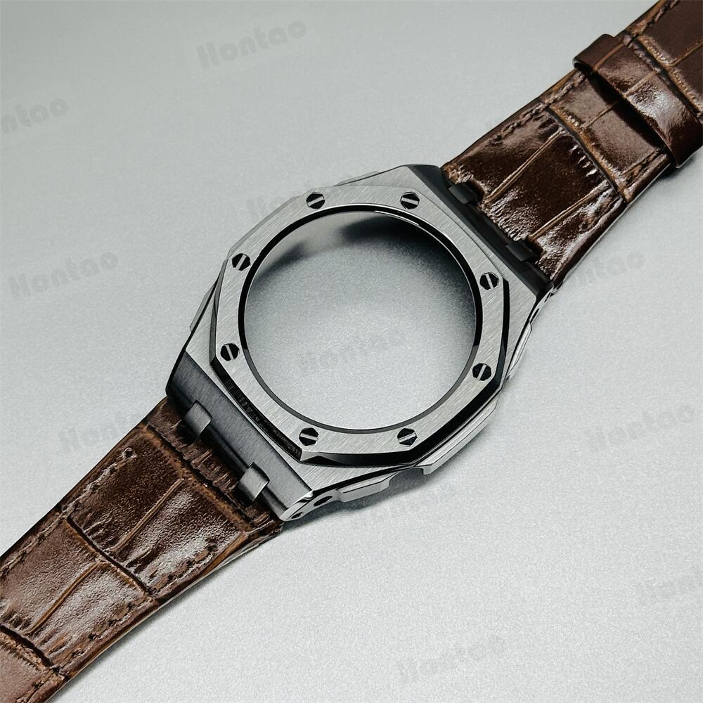GA2100/GAB2100/GM2100 modification kit offshore stainless steel case with double-sided leather strap