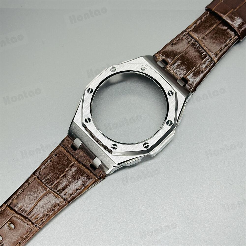 GA2100/GAB2100/GM2100 modification kit offshore stainless steel case with double-sided leather strap