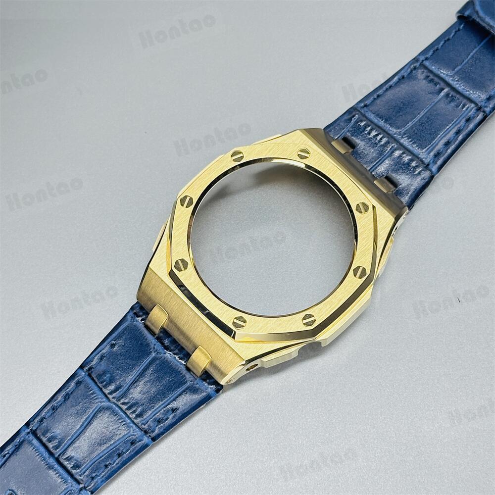 GA2100/GAB2100/GM2100 modification kit offshore stainless steel case with double-sided leather strap