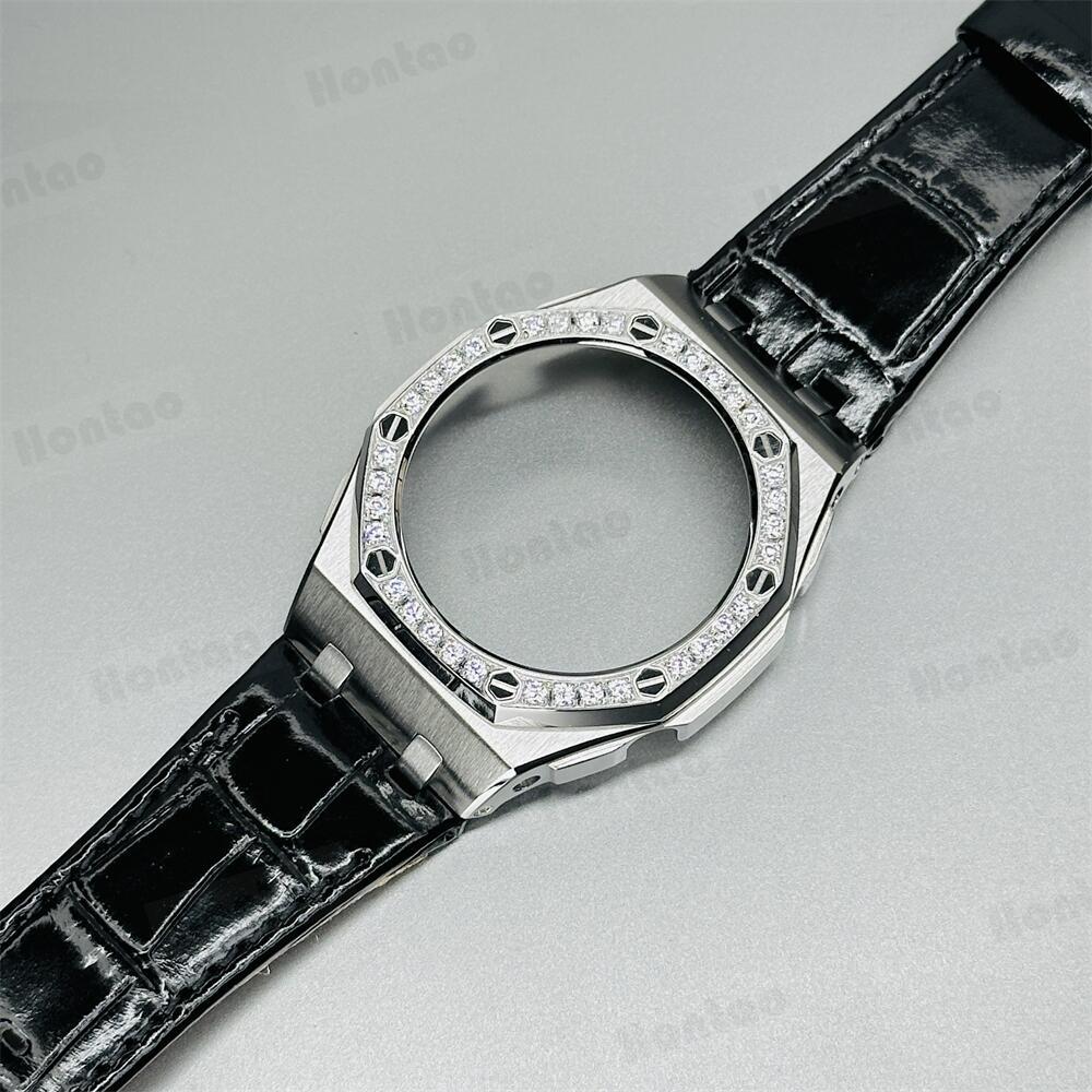 GA2100/GAB2100/GM2100/GBM2100 modification kit offshore stainless steel case with double-sided leather strap