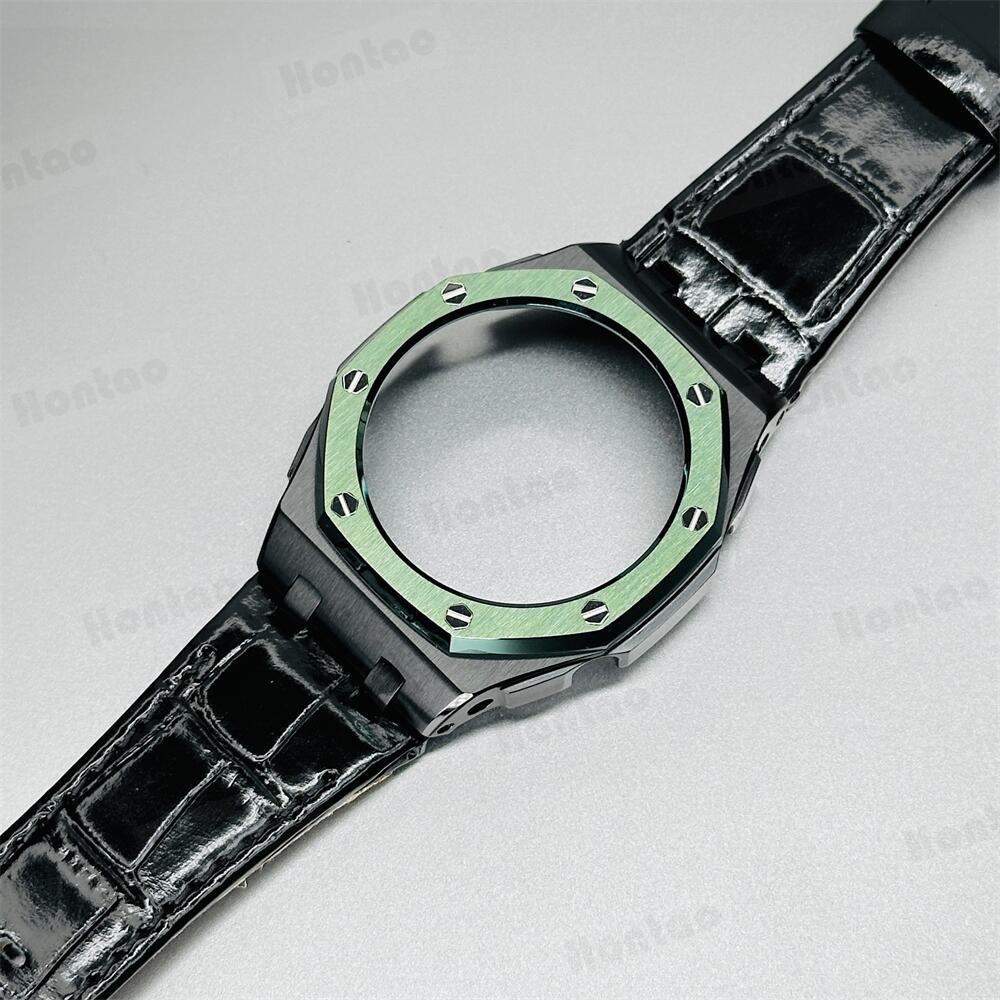 GA2100/GAB2100/GM2100 modification kit offshore stainless steel case with double-sided leather strap