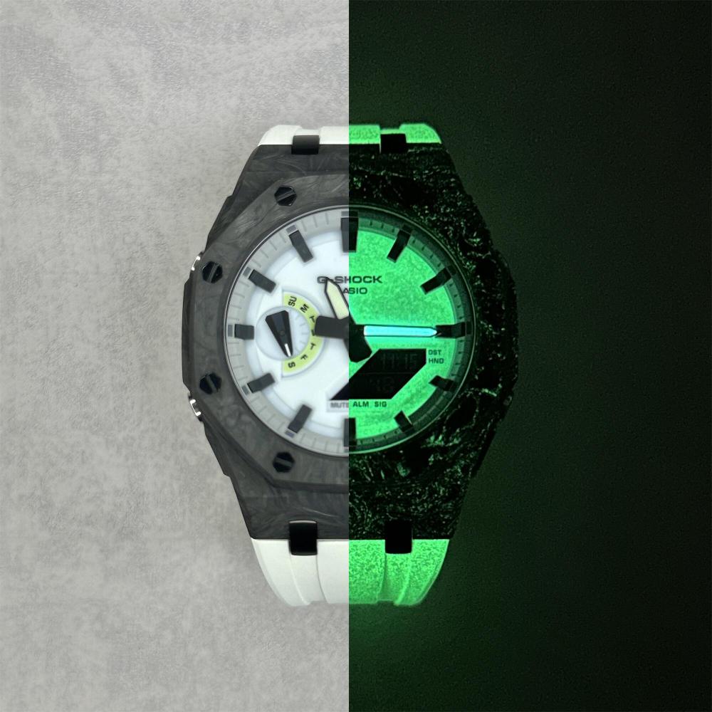 GA2100/2110/B2100 CasiOak Carbon Fiber Luminous Fluororubber Strap Modification Kit