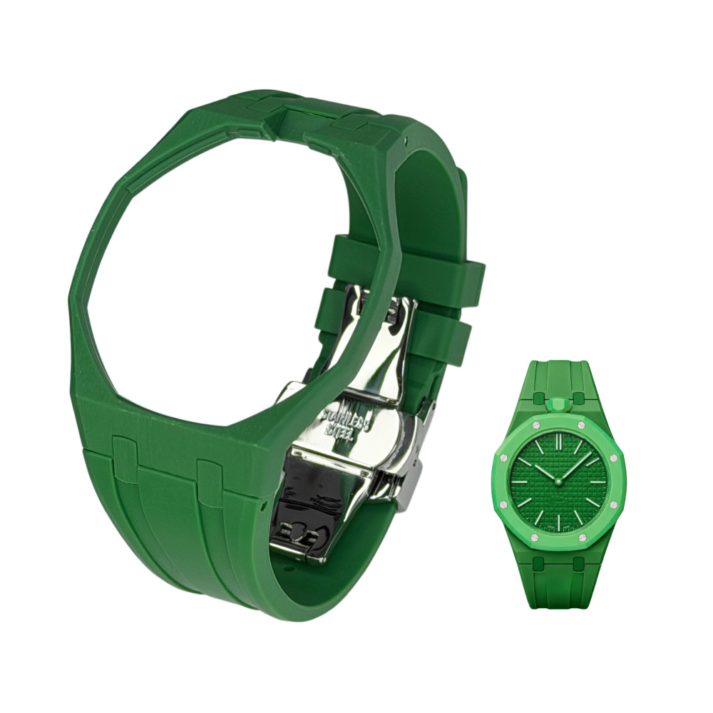Integrated Bioceramic Watch Case and Silicone Strap Kit Compatible with AP x Swatch Royal Pop Series, One-Piece Replacement Case Band Set with Stainless Steel Folding Clasp, Watch Not Included