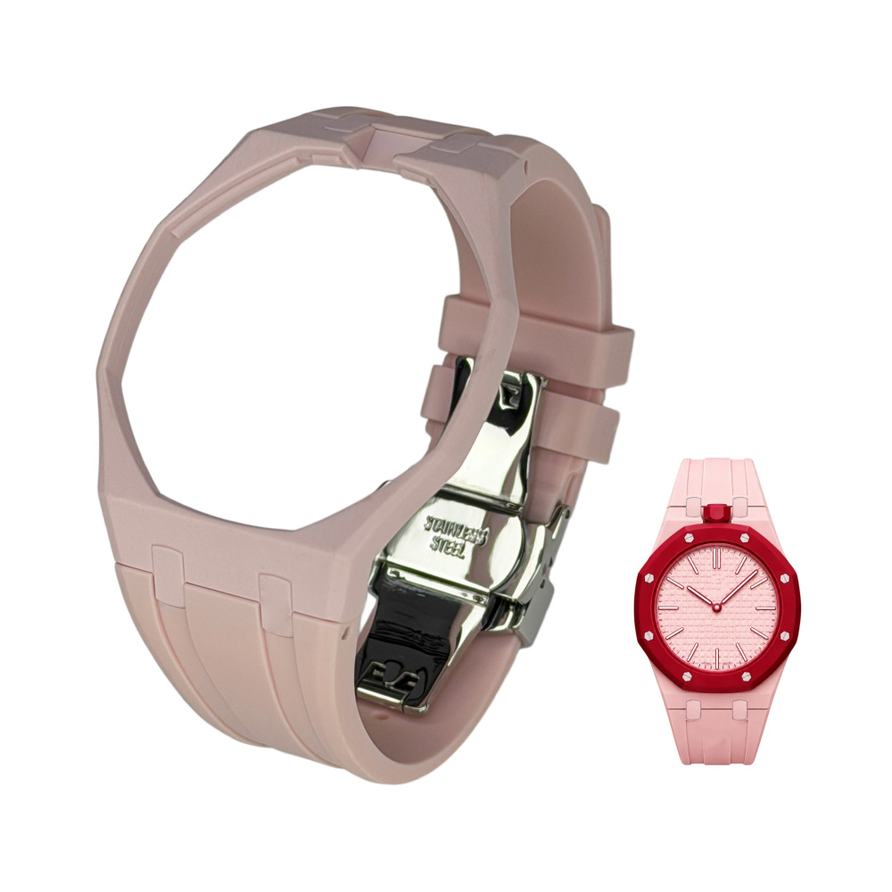 Integrated Bioceramic Watch Case and Silicone Strap Kit Compatible with AP x Swatch Royal Pop Series, One-Piece Replacement Case Band Set with Stainless Steel Folding Clasp, Watch Not Included