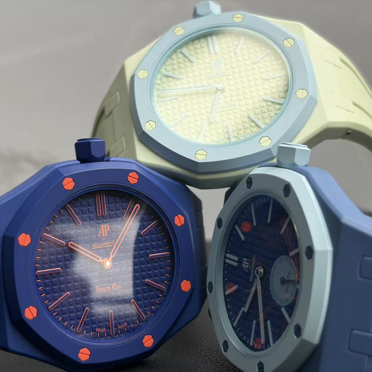Integrated Bioceramic Watch Case and Silicone Strap Kit Compatible with AP x Swatch Royal Pop Series, One-Piece Replacement Case Band Set with Stainless Steel Folding Clasp, Watch Not Included