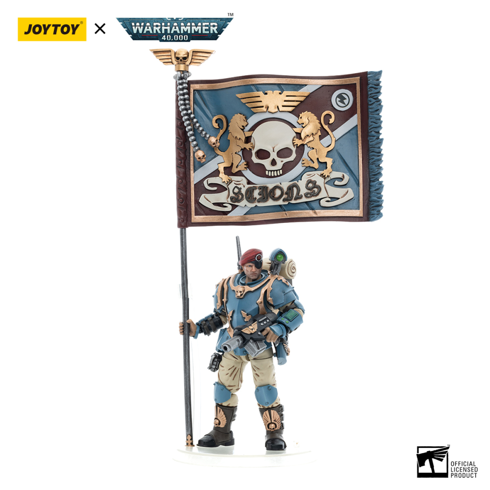 【New in June 2023】JOYTOY Warhammer 40K Astra Militarum Tempestus Scions Command Squad 55th Kappic Eagles Banner Bearer