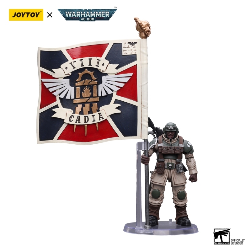 [New in November 2023] JOYTOY Warhammer 40K Astra Militarum Cadian Command Squad Veteran with Regimental Standard