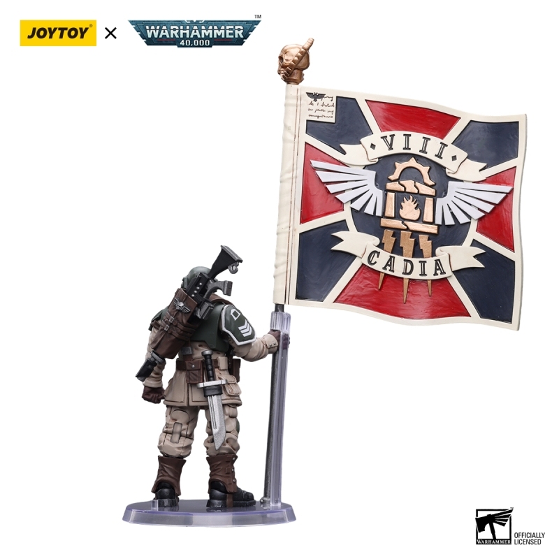 [New in November 2023] JOYTOY Warhammer 40K Astra Militarum Cadian Command Squad Veteran with Regimental Standard