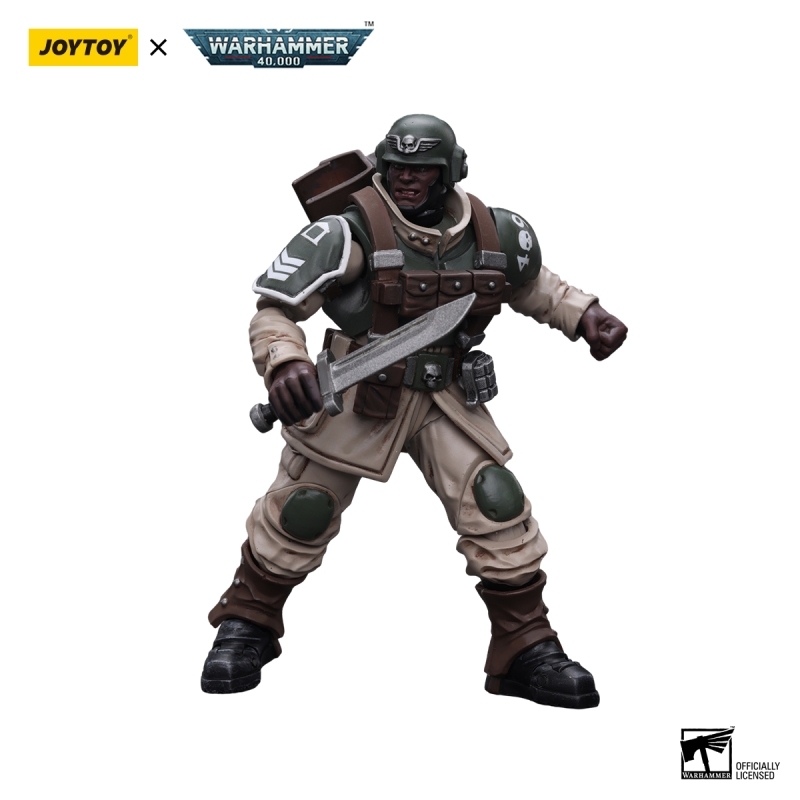 [New in November 2023] JOYTOY Warhammer 40K Astra Militarum Cadian Command Squad Veteran with Regimental Standard