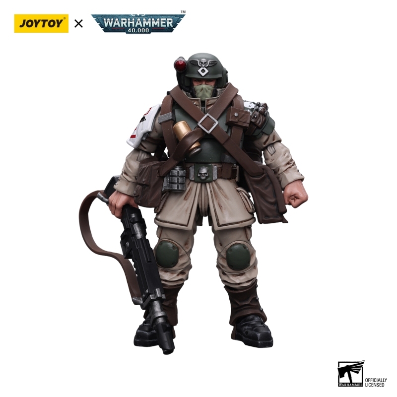 [New in November 2023] JOYTOY Warhammer 40K Astra Militarum Cadian Command Squad Veteran with Medi-pack