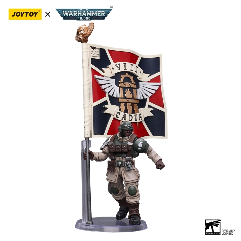 [New in November 2023] JOYTOY Warhammer 40K Astra Militarum Cadian Command Squad Veteran with Regimental Standard