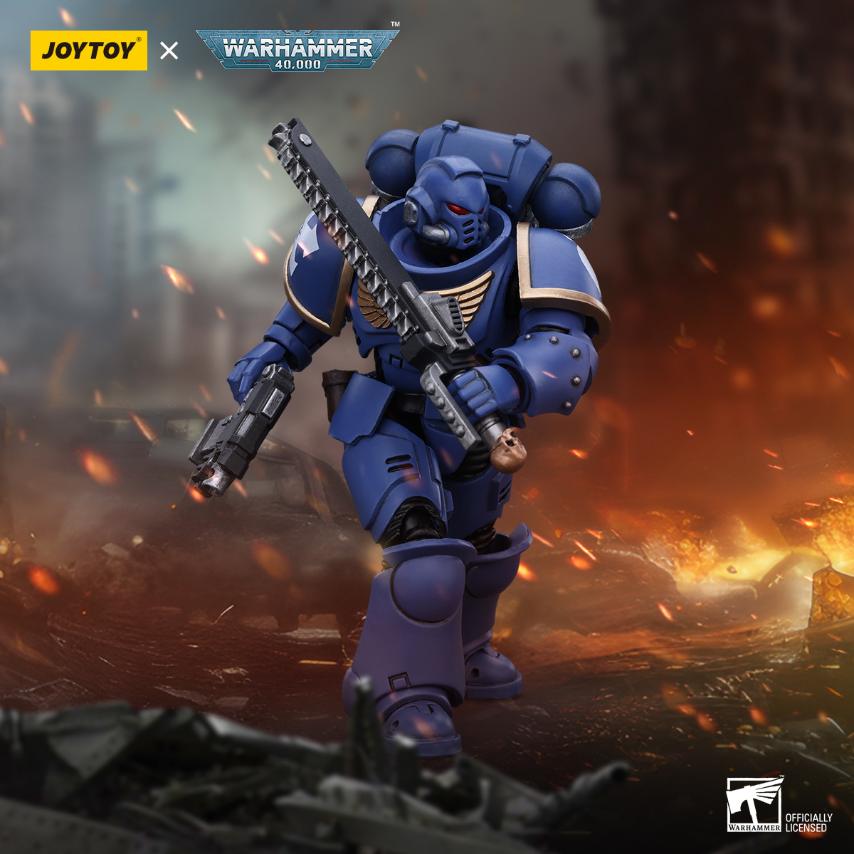 Warhammer 40k Action Figure 1/18 Space Marines Ultramarines Outriders Brother Catonus 14 cm