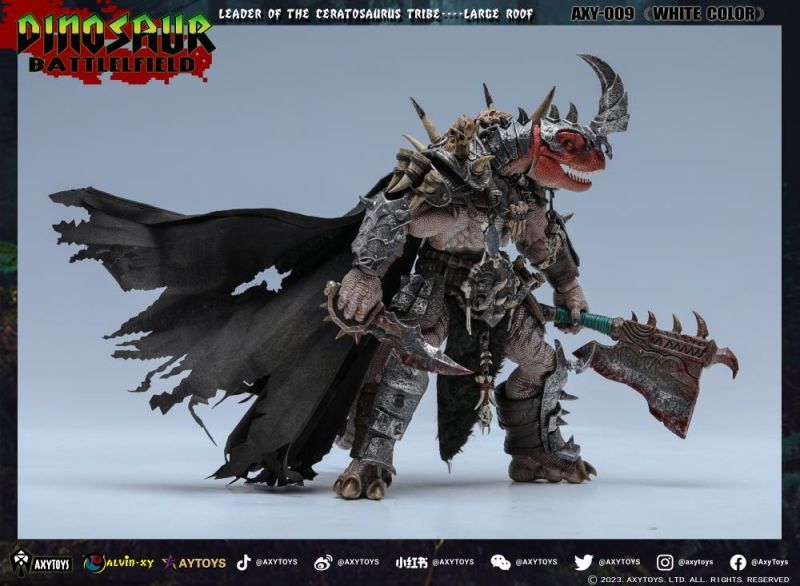 [In stock] Axytoys Dinosaur Battlefield Ceratosaurus Tribe Large Roof Deluxe Edition (White Ver.) Figure