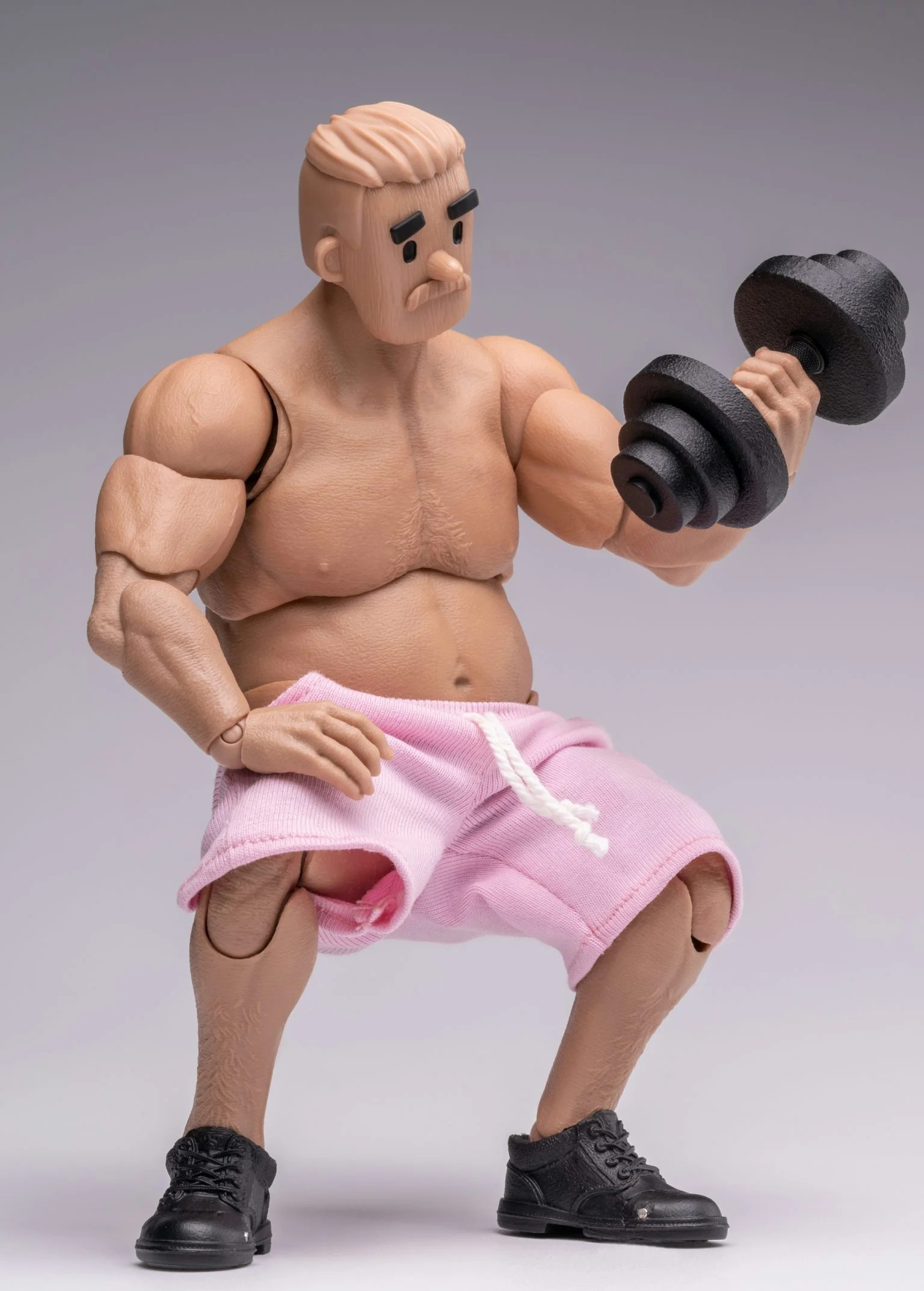 Notaman action figure is lifting dumbbells for fitness.