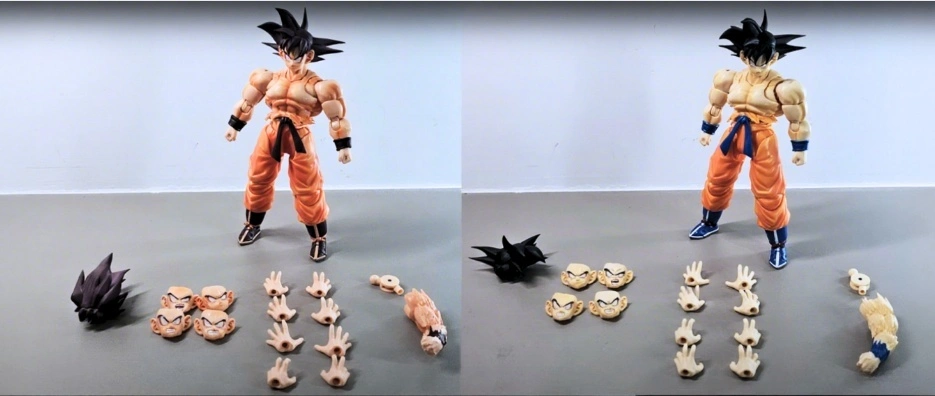 Comparison of standard version Wukong and Kaioken-Inspired Wukong figurine accessories.