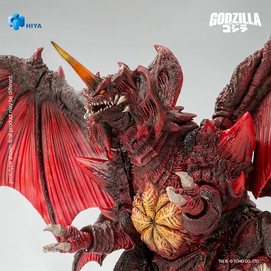 The translucent eyes and horns of the HIYA Destoroyah figure.