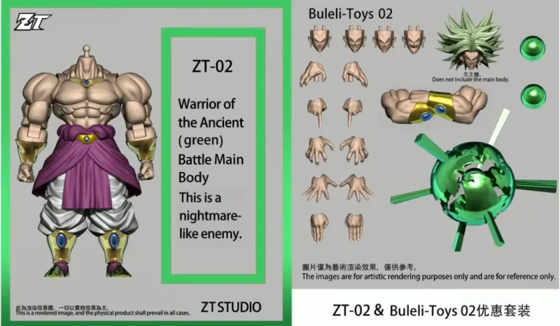 ZT Studio ZT-02 & Buleli-toys 02 Warrior of the Ancient Battle Main Body Green Set