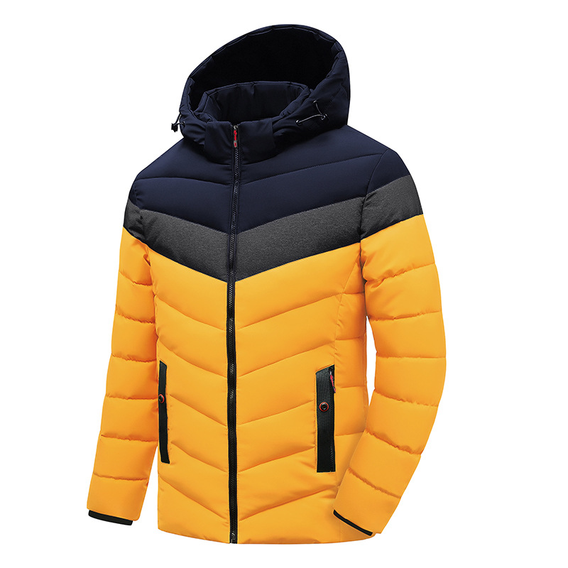 patchwork winter warm insulated mens puffer jackets cotton quilted coat
