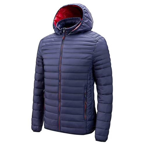 solid color hooded mens puffer jacket full zipper winter insulated coat