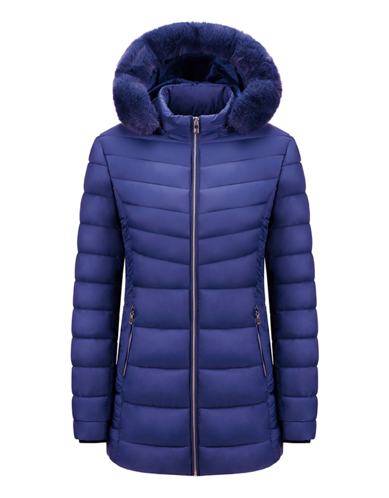 detachable fur trim hooded winter puffer jacket line with velvet thick longline lady coat