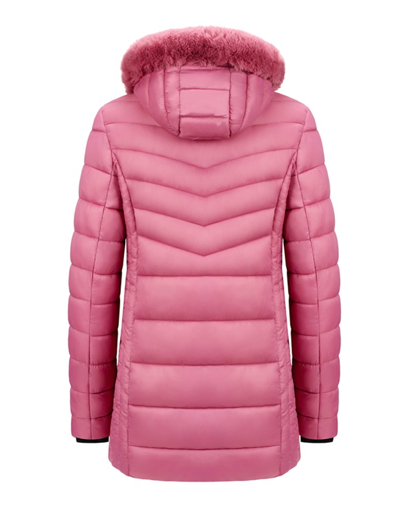 detachable fur trim hooded winter puffer jacket line with velvet thick longline lady coat