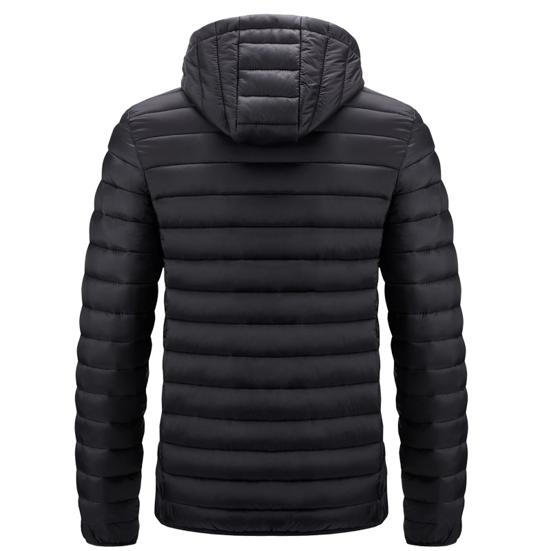 zipper up men puffer jacket cotton insulated jacket with detachable hood